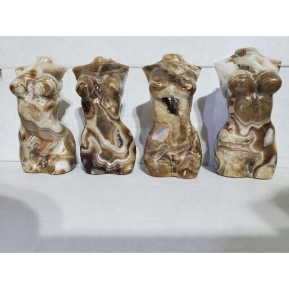 Natural Amber Calcite Crystal Carved Women Body Figurine 3" Decor **Pack of 4**